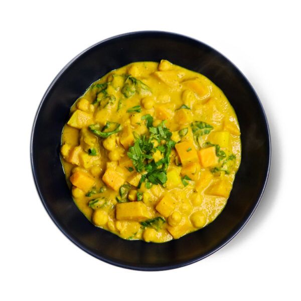 Bowl Of Vibrant Butternut Squash In A Chickpea Curry