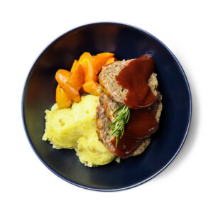 Plate Of Meatloaf With Potatoes & Carrots